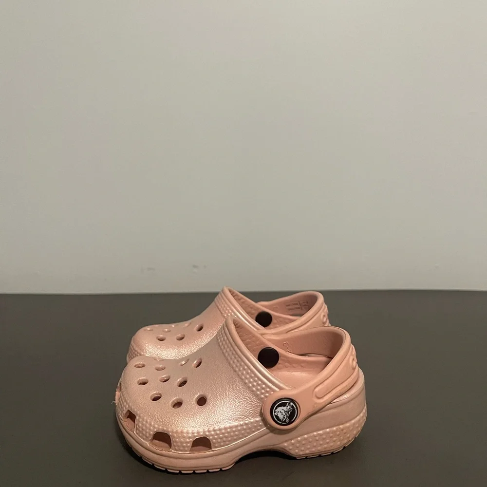 CROCS Kids Rose Gold Sandals - Picture 2 of 4